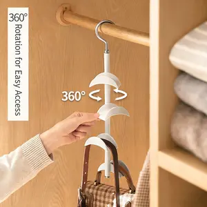 360 °   Rotating bag hook storage display rack, belt rack, scarf and underwear hanger, bag hanger, bag protector rack organizer purse