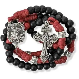Store St Michael Paracord Rosary Beads Rugged Rosary Necklace  Corded Catholic Pardon Crucifix