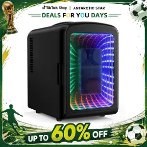 [DealsForYouDays] Antarctic Star 4L Mini Compact Refrigerator with Gaming Light: 6-Can Portable Cooler for Bedroom, Car, Office, Dorm - Cosmetics, Beverage & Food Storage (Black) Note: internal temp varies with ambient temp.