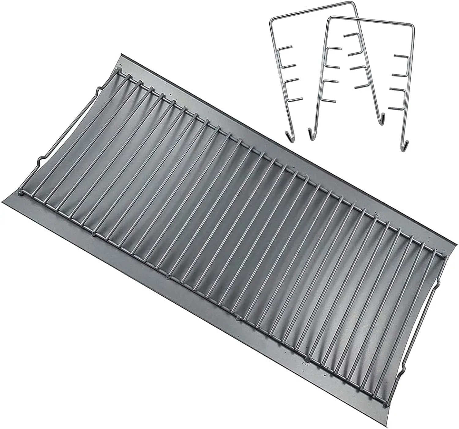 27 Inch Ash Pan Replacement  for Char Griller 1224, 1324, 2121, 2222, 2727 and Charbroil Grills, Charcoal Tray with 2 count Fire Grate Hanger Set