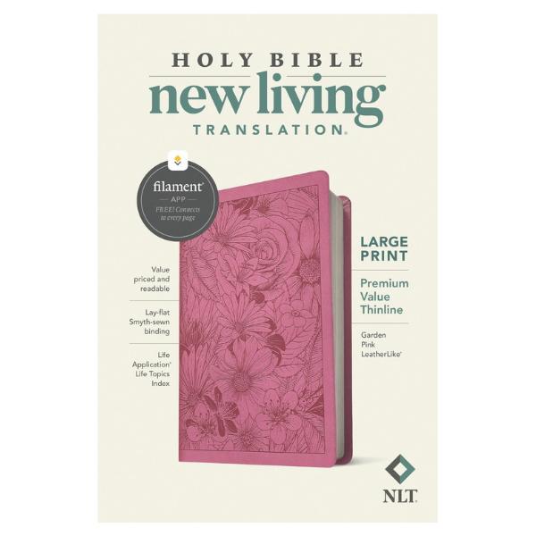 NLT Large Print Premium Value Thinline Bible, Filament Enabled (LeatherLike, Garden Pink)