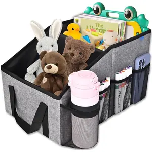 Organizer-  Seat Organizer for Front Seat  Seat Between Seats, Foldable  Storage Organizer for  Adults with Multi-Pockets- Organizers Backseat with Detachable Divider-Gray