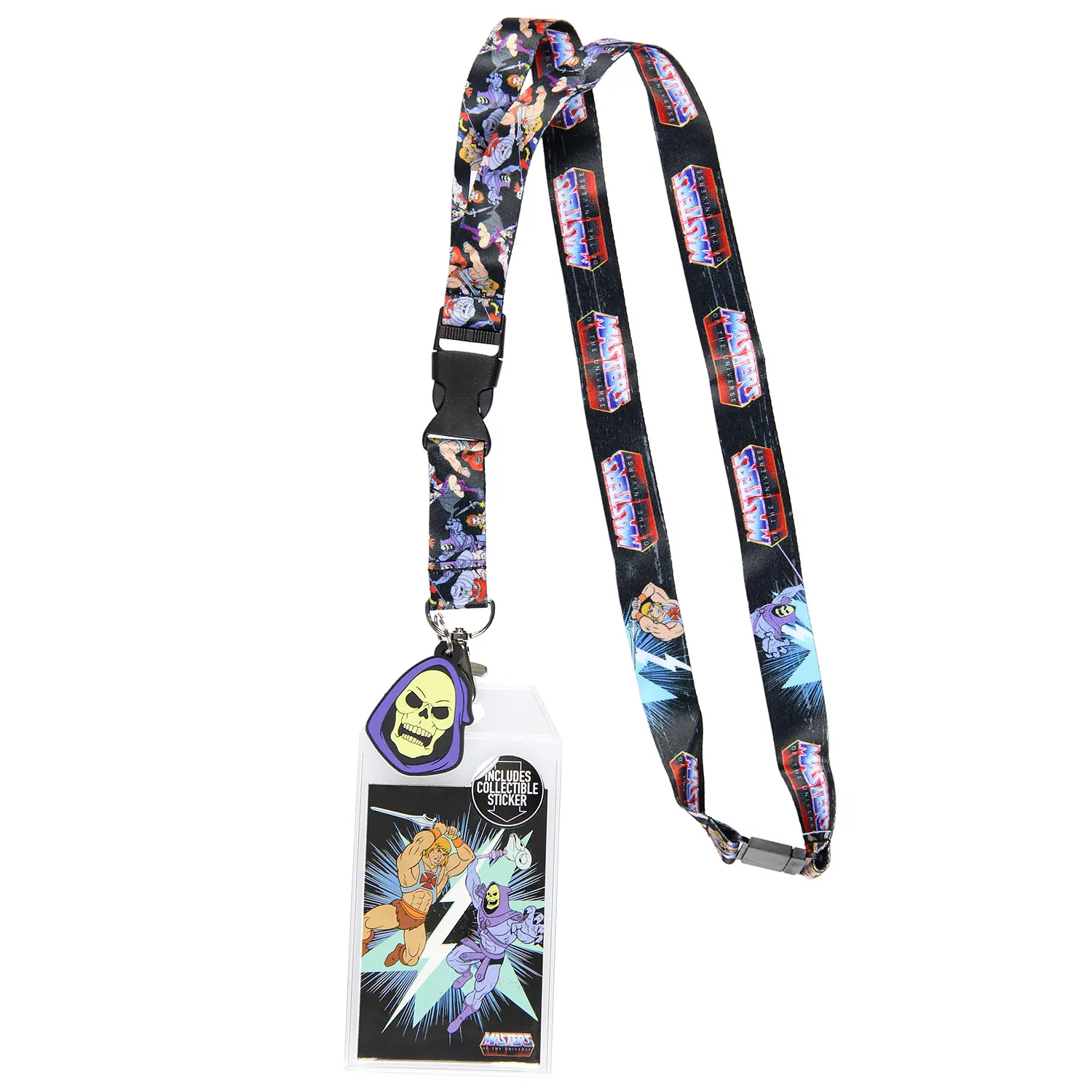 He-Man Master of The Universe ID Lanyard ID Card Holder - Badge Charms, Rubber Skeletor Charm, Collectible Sticker, Lobster Clasp - Ideal for Cruises