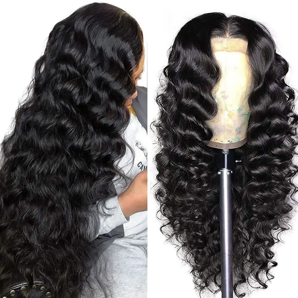 Ama 5x5 Glueless Loose Deep Wave Lace Closure Wig 180 Density 13x4 Pre Plucked Lace Front Human Hair Wigs For Women Lace Frontal Wig