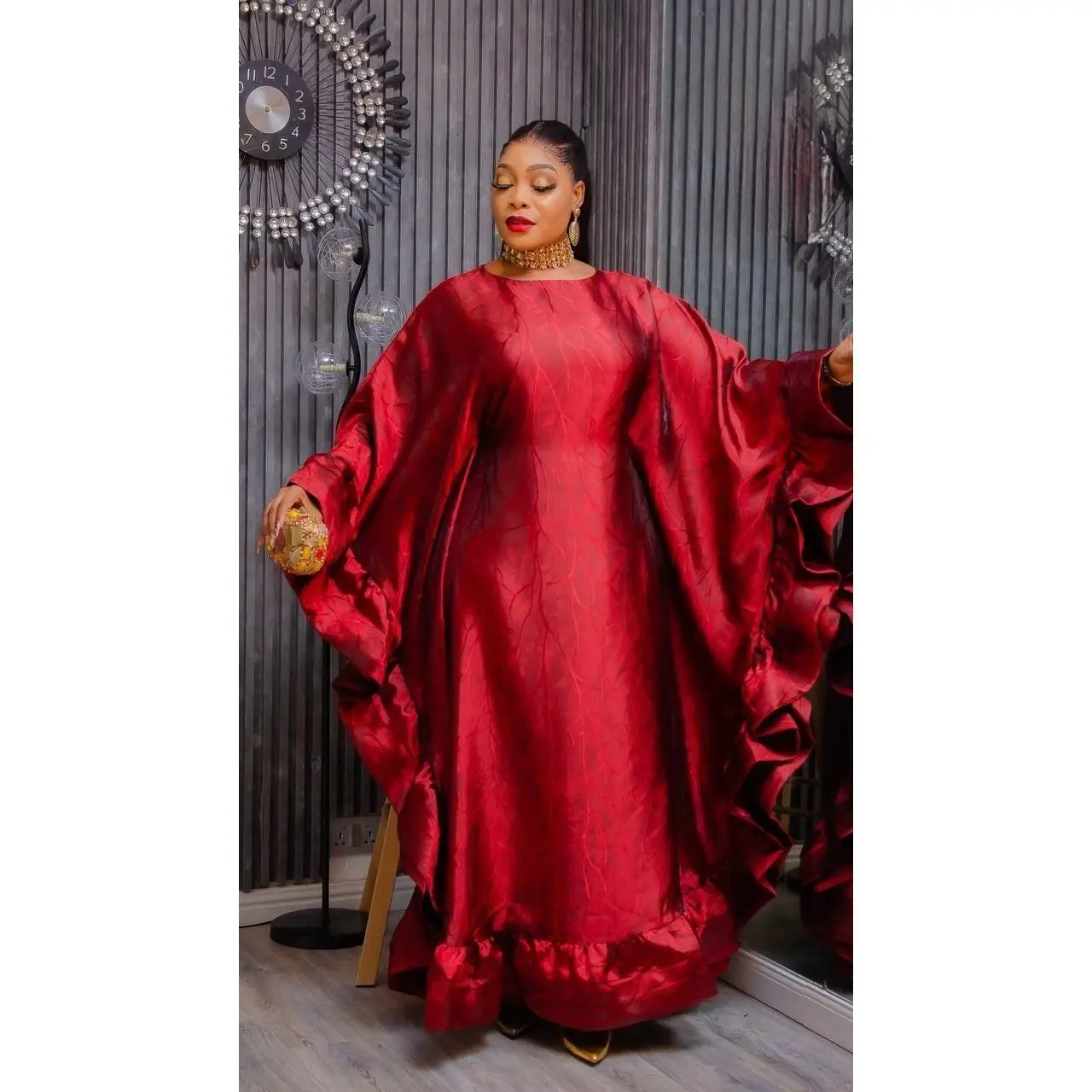 Luxury African Bubu with Ruffles - Wedding Guest Dress Mother of The Bride  Rich Aunty Fashion Photoshoot Birthday Party Dinner - TikTok Shop