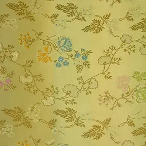 Wrapables 17" x 26" Floral Satin Brocade Decorative Gift-Wrapping Paper (Set of 3, Total 6 Sheets- Golden Peony