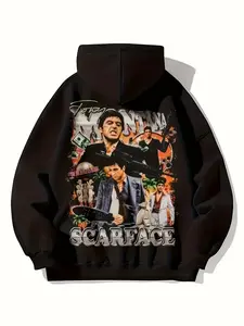 Scarface Movie Tony Montana Graphic Hoodie 250g Heavyweight Casual Streetwear for Men Women Spring Autumn Christmas Gifts Hand Washable Iconic Film Design