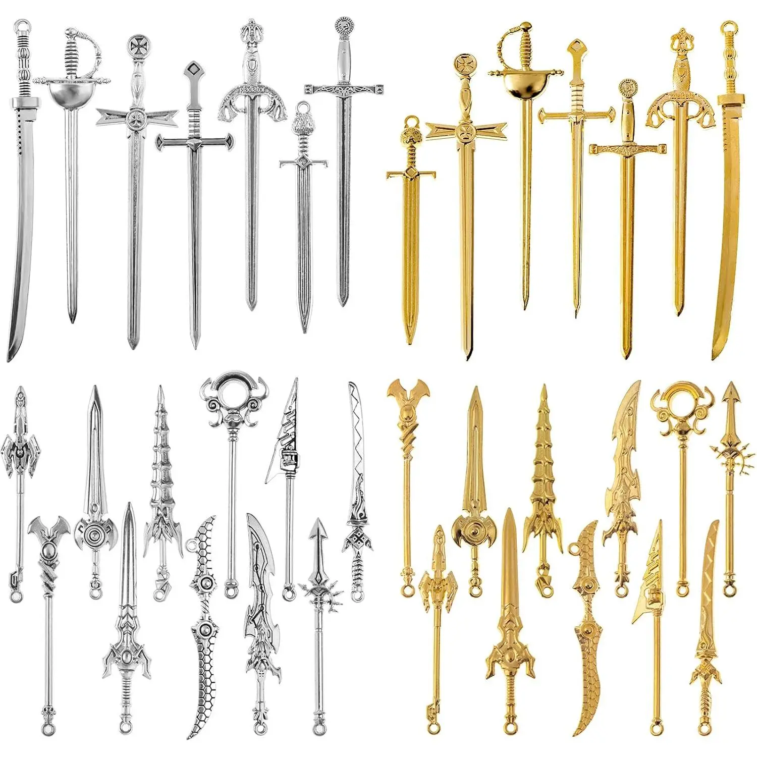 36 count Antique Swords Bookmark Charms Swords Pendants Charms Mix Samurai Ananta Tachi Stiletto Fencing Metal Pendant Supplies Findings for  Making