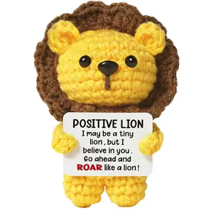 Mini Positive Energy Crochet Lion Gift, Handmade Healing Crochet Motivational Gift, Perfect for Boyfriend, Teenagers, Christmas, Birthday