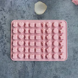 54-Cavity Silicone Rabbit Carrot Shape Mold, Candy Gummy Chocolate Ice Cube Maker, Kitchen Handmade Cake Accessory Tool