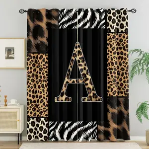 Leopard Zebra Patchwork Grommet Curtains 2 Panels Wild Animal Print Light Blocking Thermal Insulated Easy Install Window Curtains Chic Bedroom Living Room Decor for Women Teens Gift