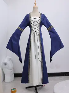 Women's Plus Size Medieval Court Robe, Square Neck Bell Sleeve Long Dress, Stage Performance Costume, Role Play Cosplay, S-5xl