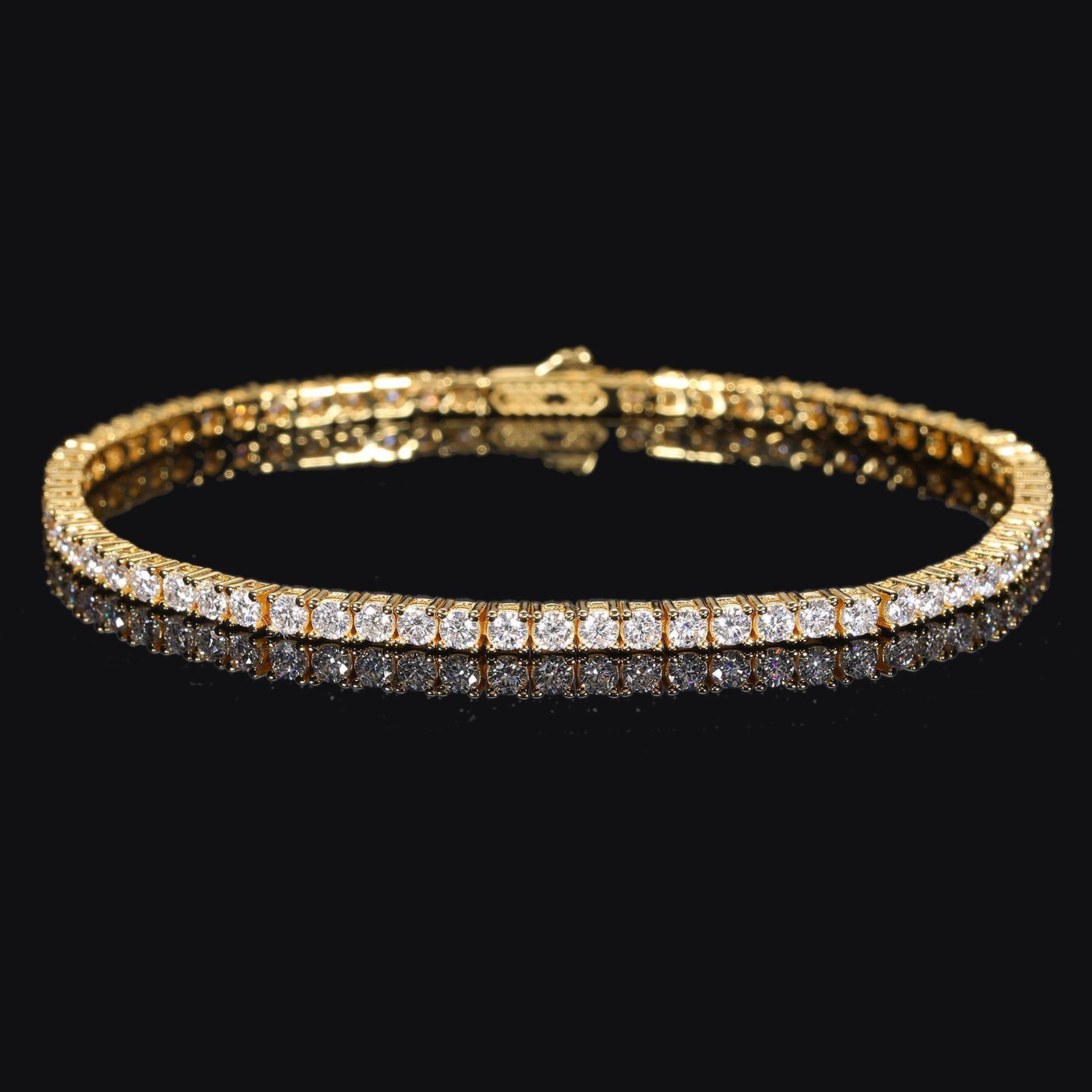 Meisidian Iced Out Moissanite Diamond   Sterling Silver Plated Gold 2mm 3mm 4m 5mm Tennis Chain Necklace