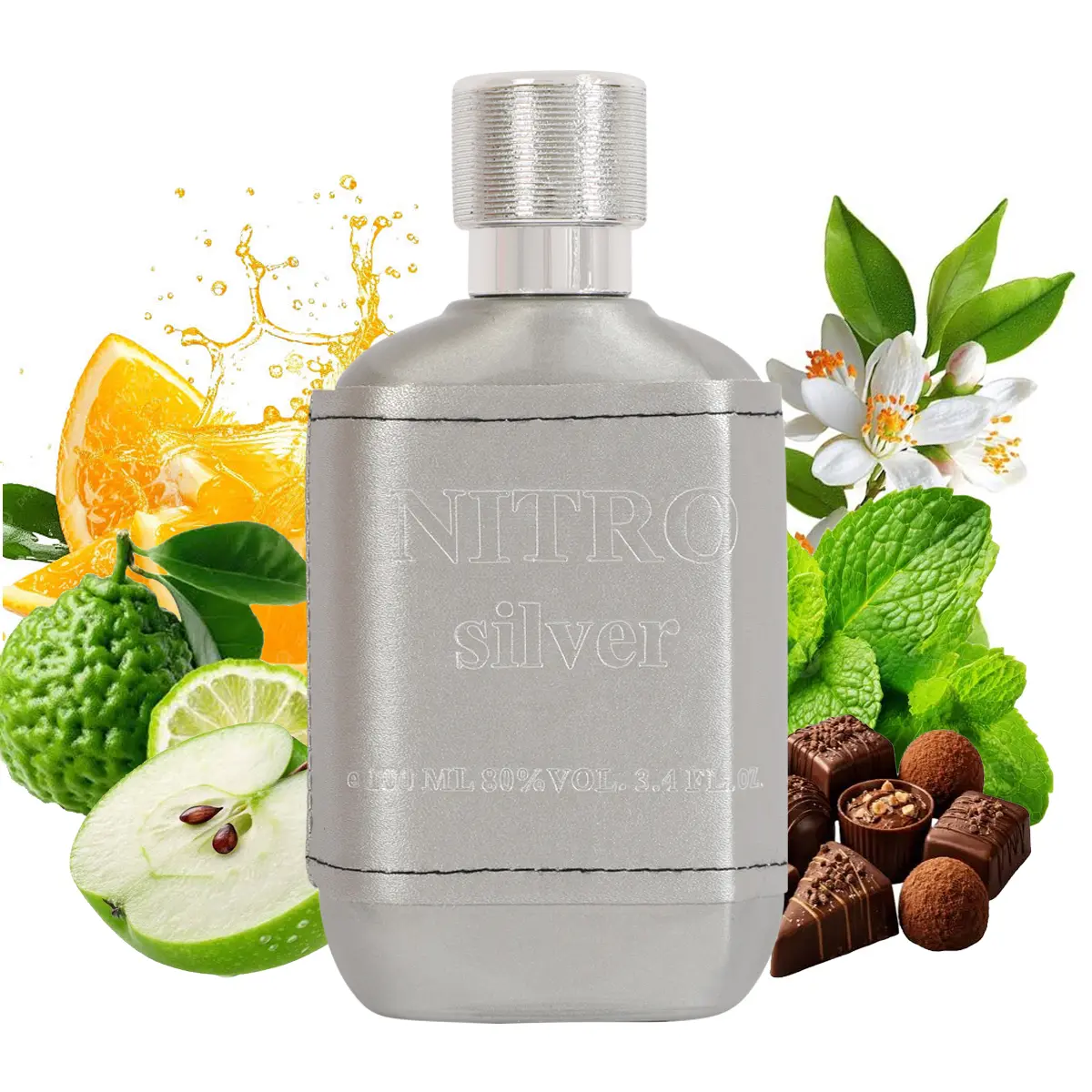 Nitro Silver Eau de Parfum 100ml Natural Spray Vaporisateur for Men