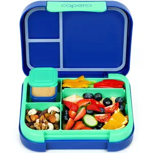 Caperci Vibrant Bento Lunch Box for Kids Teens & Adults - LeakProof 44oz Lunch Containers with 3 or 4 Compartments & Dip Container, Dishwasher/Microwave Safe, BPA-Free