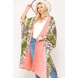 Gigio Tie Dye Kimono - Coral