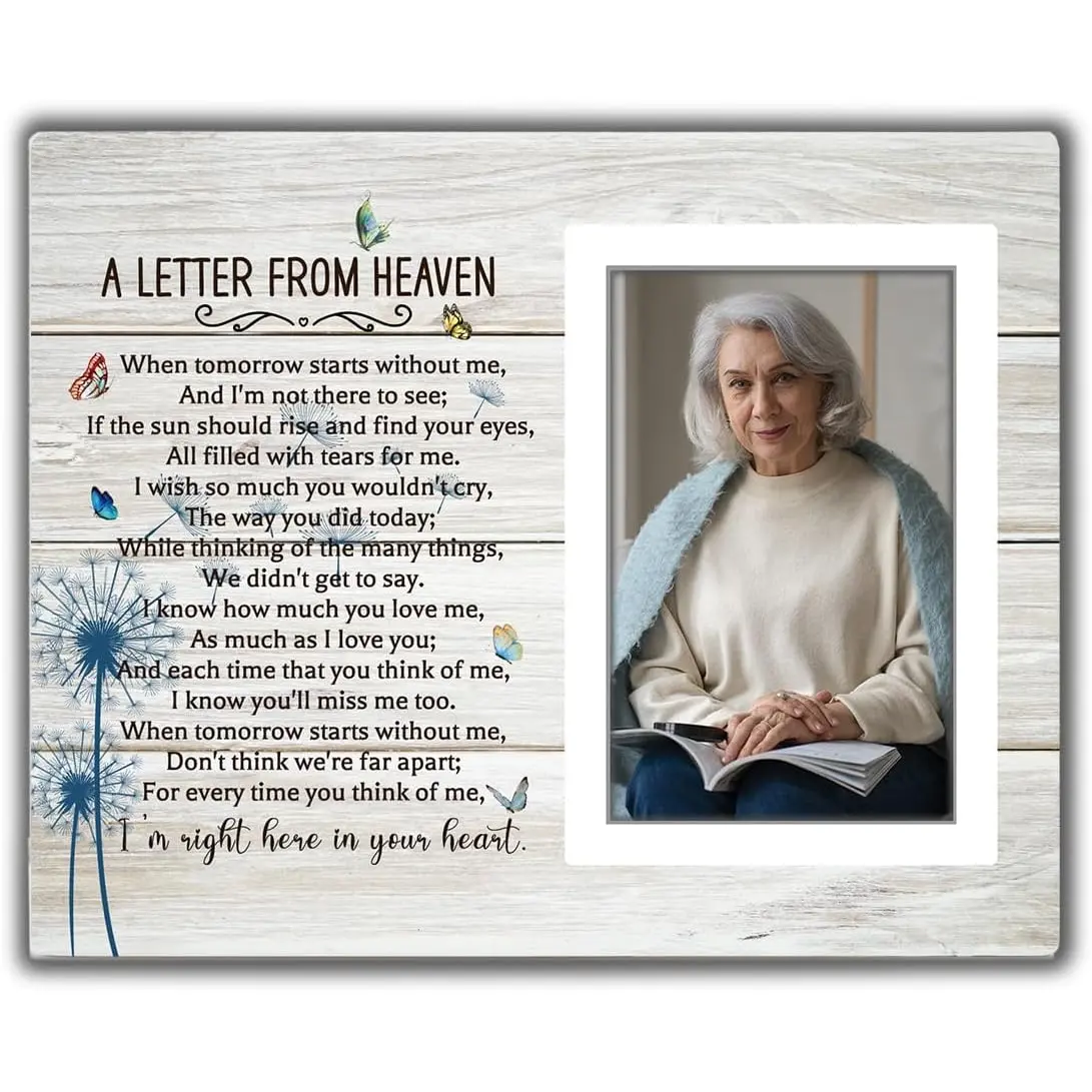 Letter from Heaven Memorial Picture Frame, Sympathy Gifts Bereavement Gifts for Loss of Loved One, In Loving Memory Photo Frame Gift, Memorial Condolences Remembrance Mother Father Gift 4x6 in