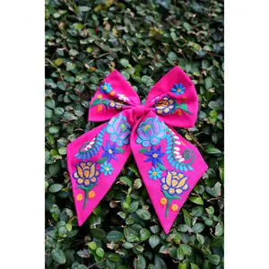 Moño Bordado Mexicano Flores Grandes