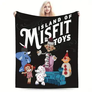 Misfits cartoon theme printed flannel blanket, soft and warm, suitable for all seasons, suitable for sofa, office and travel - ideal gift choice