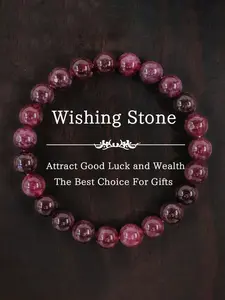 Good Luck Wealth Wish Stone Bracelet, Handmade Garnet Crystal Beads, Hand Selected Crystals, Fashion Accessory for Men and Women, Perfect Gift for Family and Friends