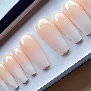 Ombré Peaches &Cream Pressons| Like Butter | Luxury Presson Nails