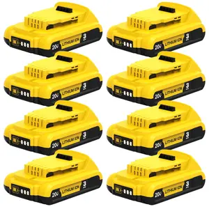 8 Packs 3.0Ah Lithium Replacement for Dewalt 20V Max Battery Compatible with DCB200 8 Packs 3.0Ah Lithium Replacement for Dewalt 20V Max Battery Compatible with DCB200
