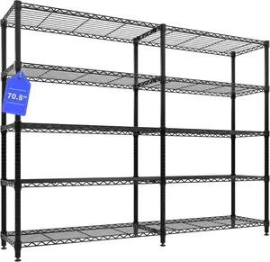 Heavy-Duty Metal Shelving Unit, 5-Tier Adjustable Garage Shelving Unit, Convertible Storage Shelving Unit, Garage Shelving Unit, For Basement, Pantry, Kitchen, Warehouse, 180 cm L x 40 cm W x 180 cm H