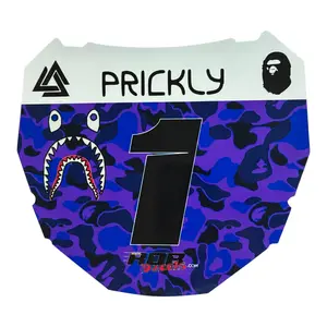 ODI Style Front Number Plate Decal — Purple/ Blue Designer Camo