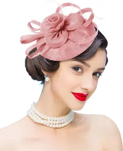 Z&X Tea Party Fascinator Hats for Women Feather Flower Fascinator Headband Derby Cocktail Wedding Fancy Hat