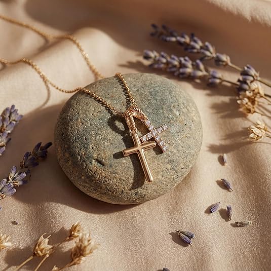 Fettero Gold Cross Necklace for Women Gold Plated Dainty Cross Pendant Non-Tarnish Necklace, Faith Crucifix Chain Jewelry, Elegant Religious Gifts Fettero Gold Cross Necklace for Women Gold Plated Dainty Cross Pendant Non-Tarnish Necklace, Faith Crucifix Chain Jewelry, Elegant Religious Gifts