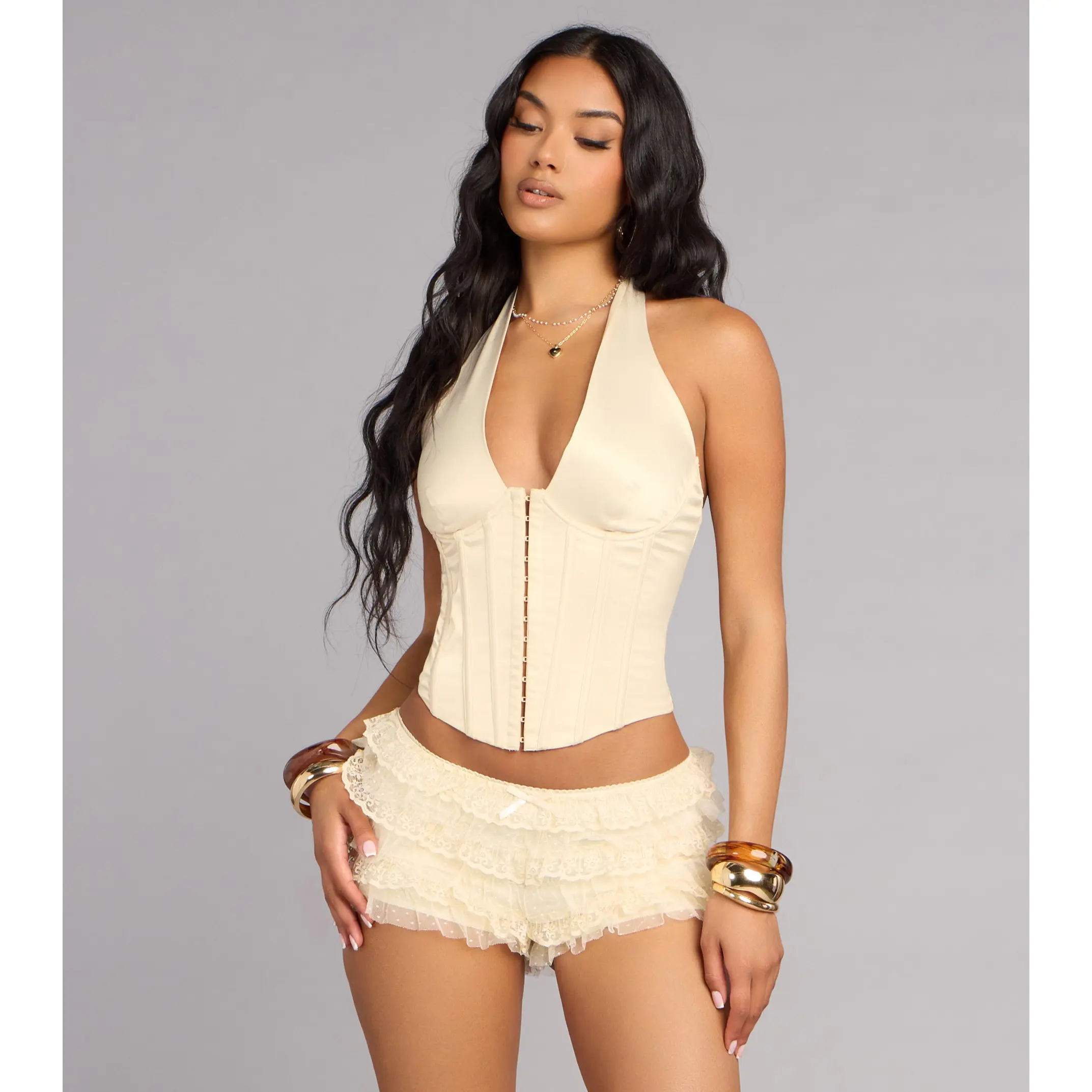 Flirty Confidence Ruffle Lace Hot Shorts