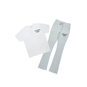 Alpine White/Heather Grey Rhinestone T-Shirt/Stacked Track Set