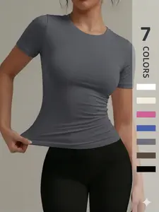 Form-Fitting Elastic Sport Short Sleeve, Soft Skin-Friendly Material, Comfortable and Flexible Design, Ideal for Active Wear