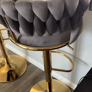 Velvet Bar Stools, Counter Height Bar Stools with Low Back, Gold Swivel Bar Stool for Kitchen Island, 360° Swivel Bar Chairs for Kitchen Island,Bar Pub