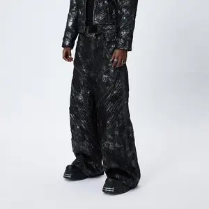 DND4DES Faux Leather Wrinkled Motorcycle Pants