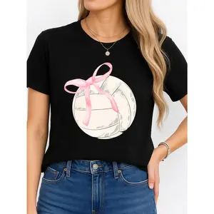 Volleyball T-Shirt Black Beach Volleyball Season Personalized Unisex Women's Top Summer Comfortable Breathable Short Sleeve Tee Suitable For Various Outfits Made In Usa