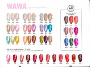WAWA Bright White Cat Eye, Holographic Glitter Shimmer Translucent Jelly Color Magnetic Polish