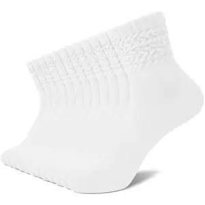 6 Pairs Slouch Socks for Women, Soft Cotton Retro Scrunch Socks Mid  Rib Tube Sock Women