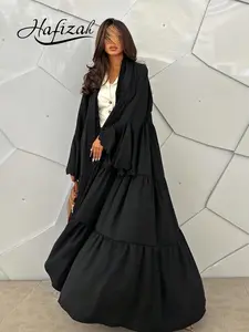 Hafizah Wave Ruffle Bell Sleeve Dress Outerwear, Loose Long Elegant Chic Cardigan, Lightweight Luxury Slimming Women's Clothing Womenswear Lady