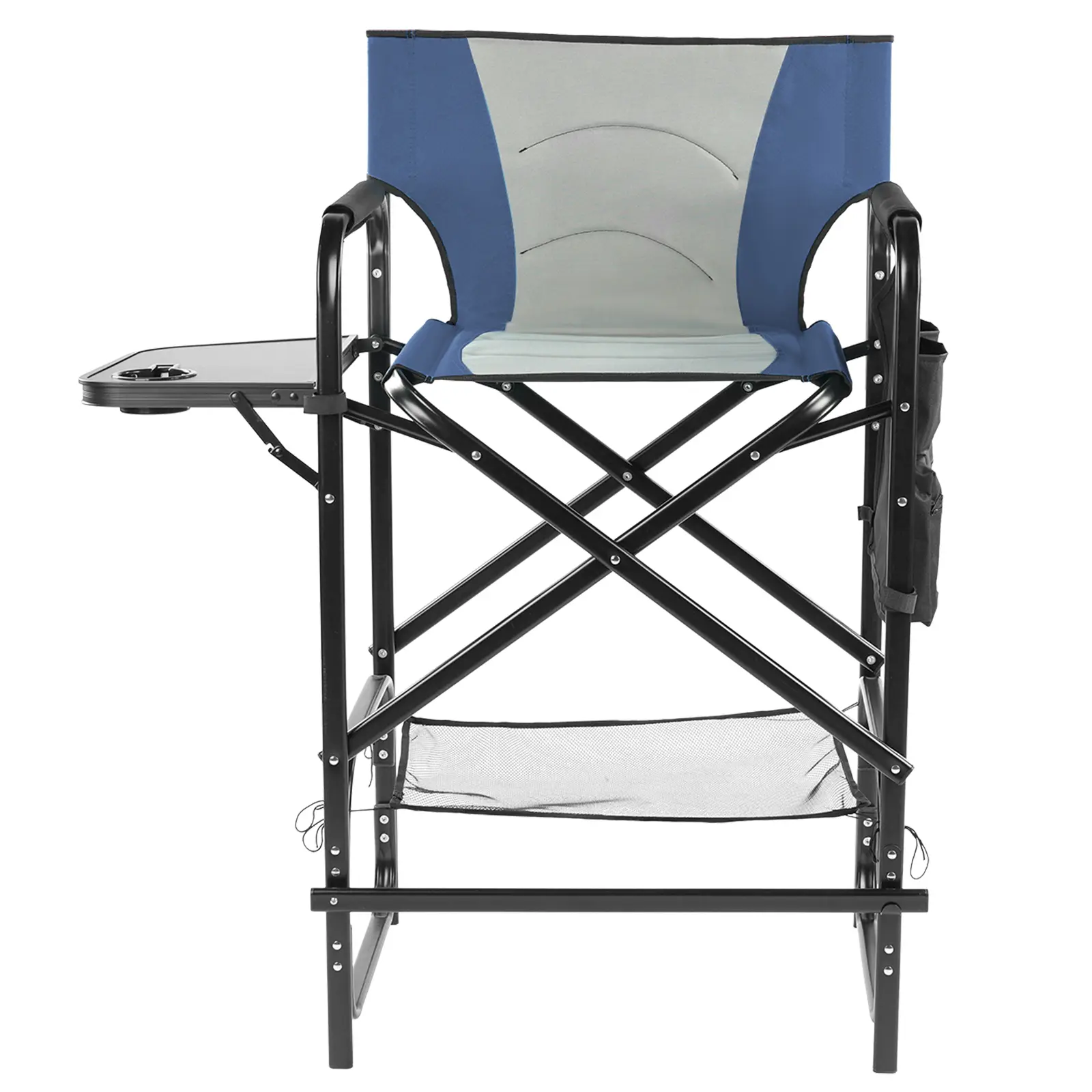 31" Tall Heavy-Duty Oxford Fabric Foldable Bar-Height Directors Chair with Side Table, Footrest & Pockets, Iron Frame for Adults, Concert, RV Camping, Quick Fold Camping Furniture