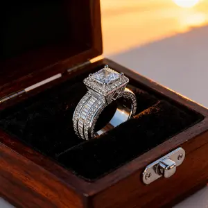 Wholesale wish AliExpress Cross-border  Silver Fashion Ring Engagement Jewelry Women's Ring