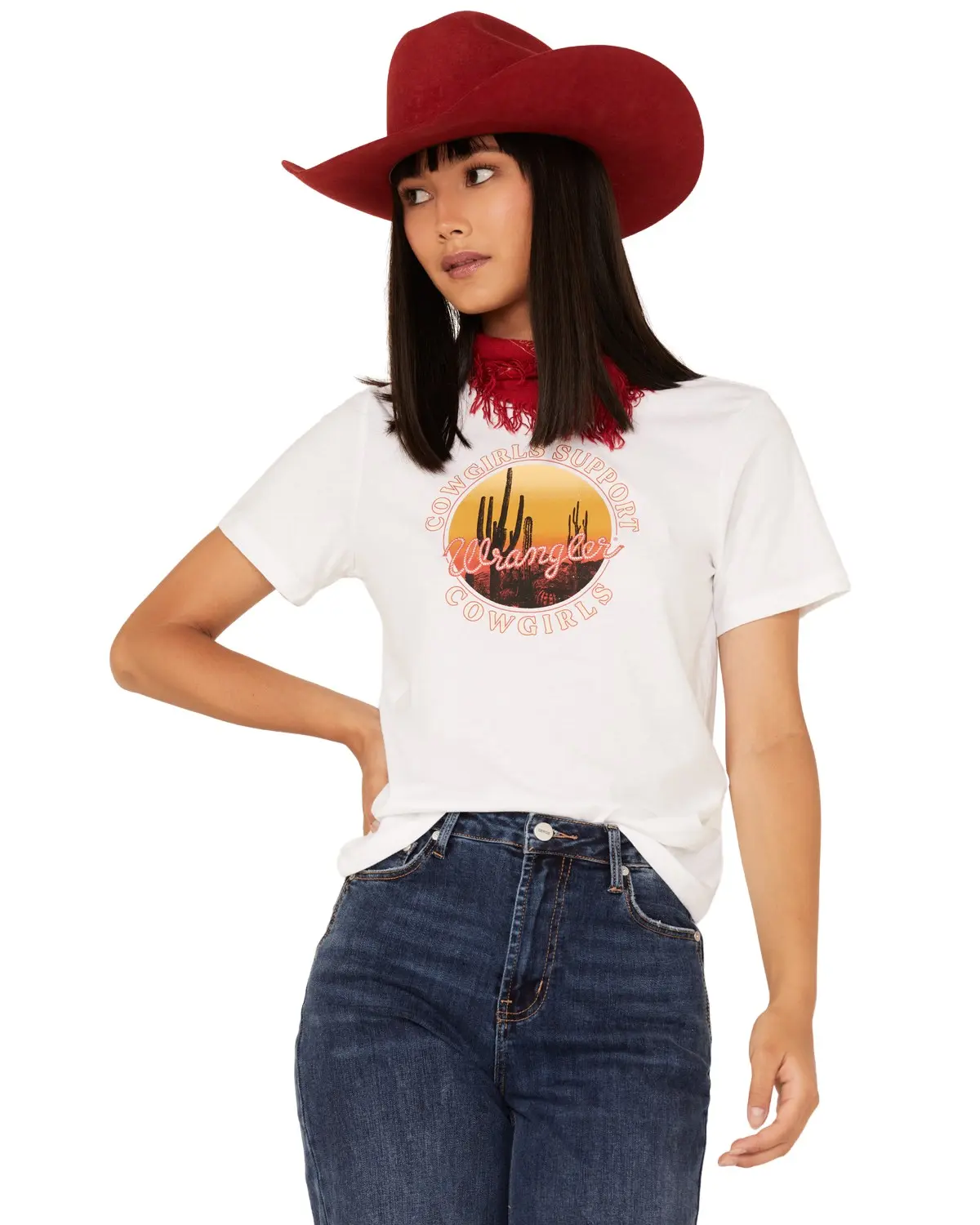 Wrangler Women's Women'S Boot Barn Cow Support Logo Graphic Tee - 112325829