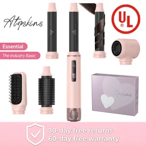 ATOPSKINS 5-in-1 Hot Air Brush Gentle Styling Ultra-Lightweight Design Zero Heat Damage 230°F Heat-Free Styling Attachment Plastic Material 60-day Warranty