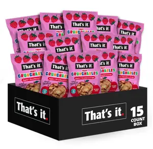That’s it. Fruit Crunchables Apple + Strawberry Crisps, 15-Pack – 100% Real Fruit Snacks for Kids, Plant-Based, Non-GMO, Gluten-Free, No Sugar Added, Allergen-Free, Healthy Lunchbox Snack