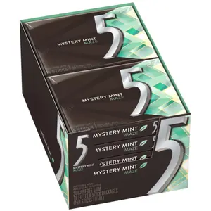 5 Gum Sweet Mint Sugarfree Gum, 15 Piece (10 Packs) Flavor Natural