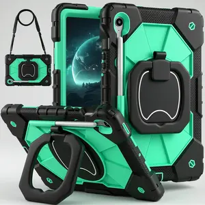 Full-Body Drop Protection Protective Tablet Case for Samsung Galaxy Tab S11 & A11 Plus & S10 Lite 2025,Compatible with Tab A9+/S9FE/S9 Plus 11inch 2023 - with Rotating Stand Pencil Holder Shoulder Strap Heavy Duty Shockproof Cover Kids - Black+Mint Green