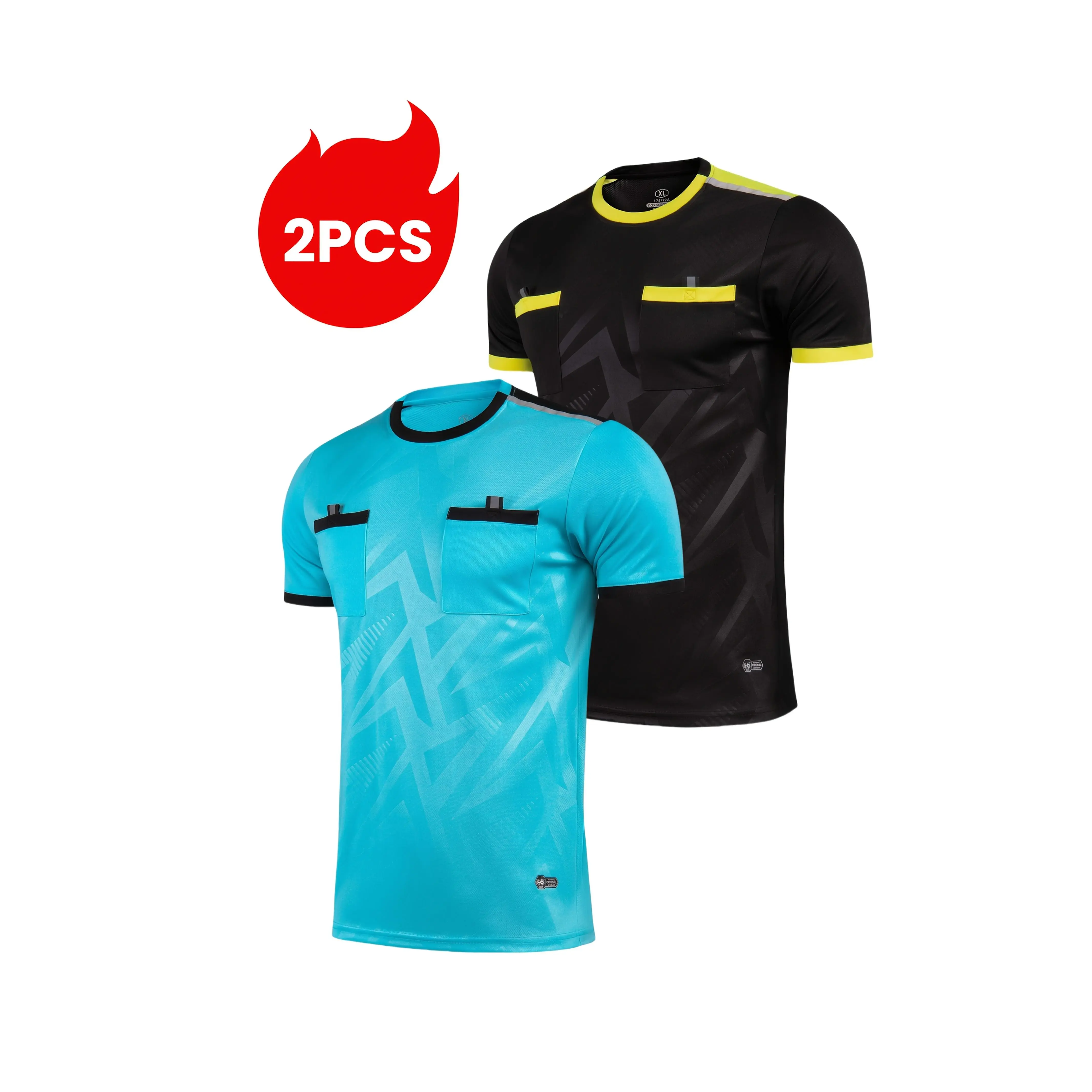 [Breathable Sports Uniforms] 2pcs Comfortable Breathable Sports Referee Uniforms| Short-Sleeve T-Shirts with Pockets for Football, Badminton, Table Tennis, Training and Running