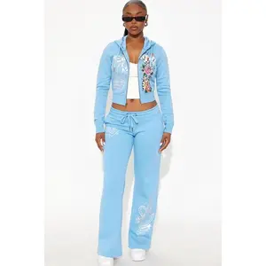 Ed Hardy Skull Haven Wide Leg Pant - Light Blue 7
