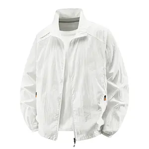 Men’s lightweight summer windproof jacket, stand-collar sun-protection shirt, full-zip casual UV-protective outerwear—suitable for everyday wear and outdoor activities.