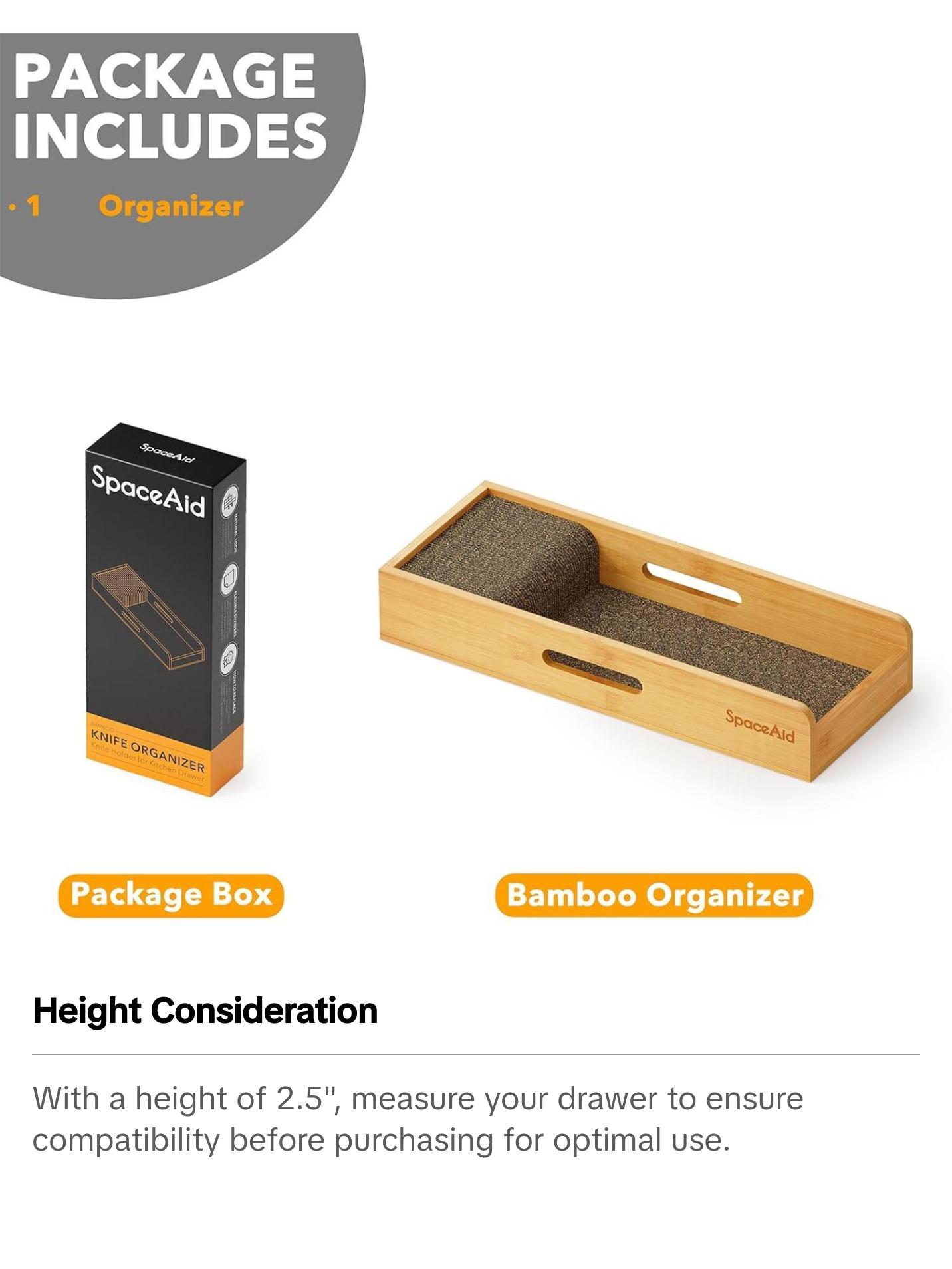 Small Bamboo Knife Holder for Drawer, 5.9"W